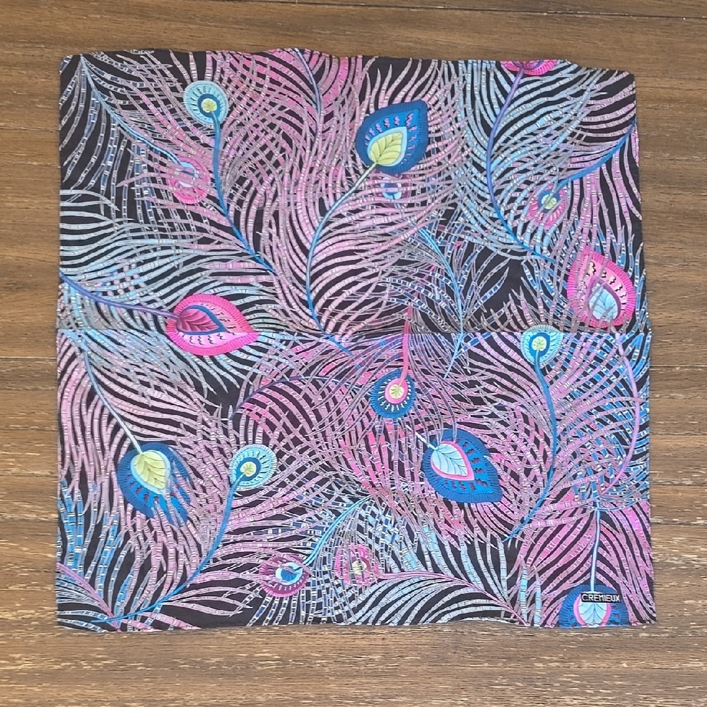 Daniel Cremieux Peacock Feather Print Scarf NEW